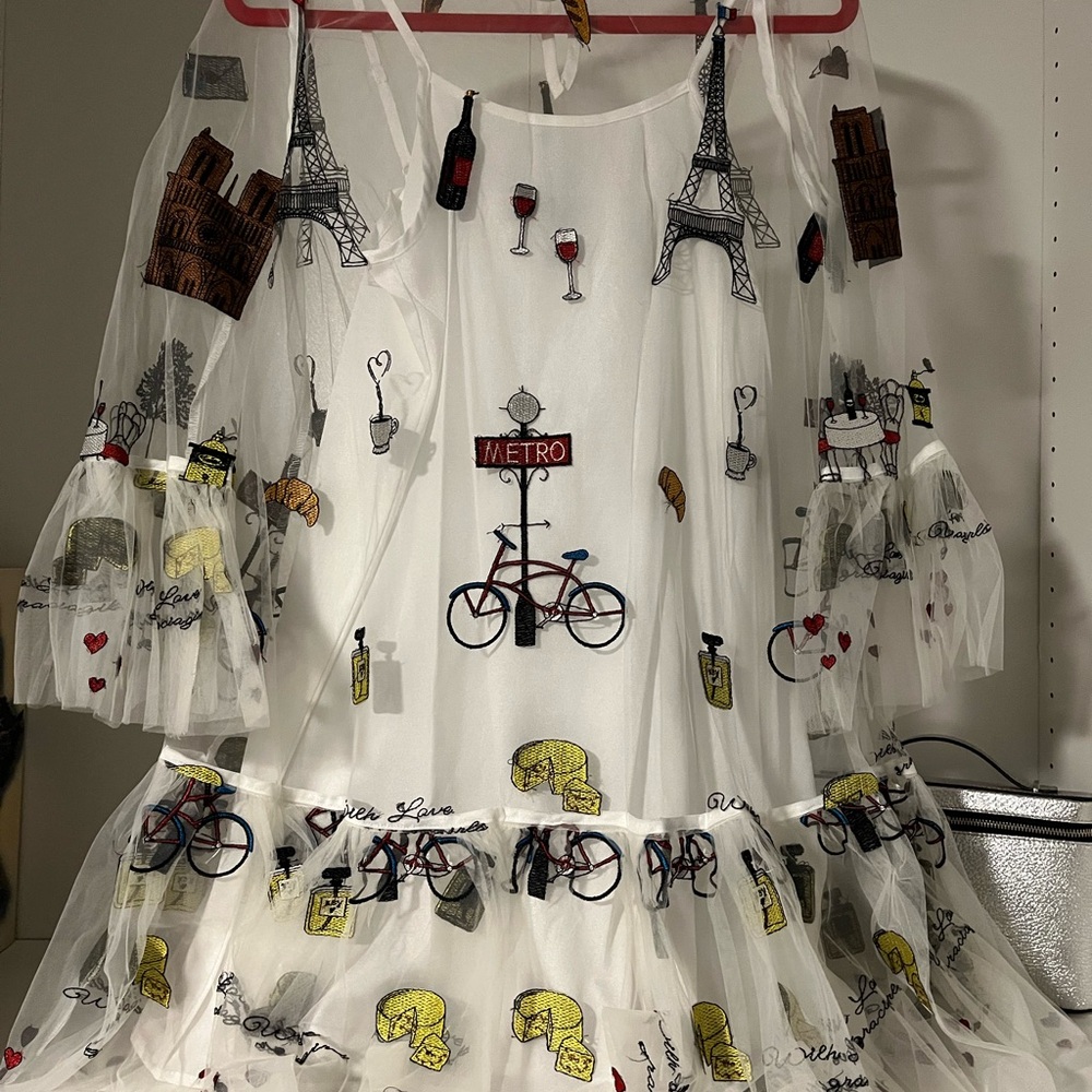 Gracia White Parisian Print Midi Dress